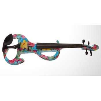 Kinglos KNG DSZA-1002 4/4 Elektro Keman Seti - Görsel Sanat Serisi (Profesyonel) | Sanatsal Desenli Masif Gövde, Aktif Elektronik Devre ve Tam Aksesuar Paketi